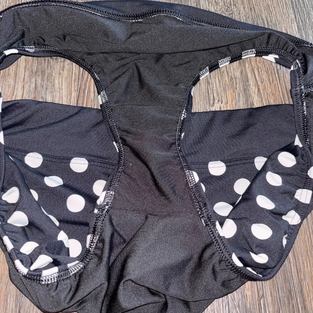 Lands End size 12 black/white polka dot bikini bottoms